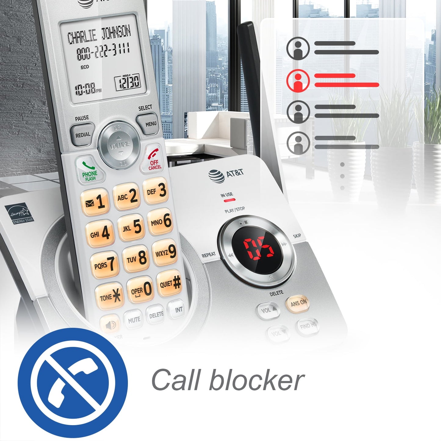 AT&T EL52219 2 Handset Answering Corded/Cordless Phone System