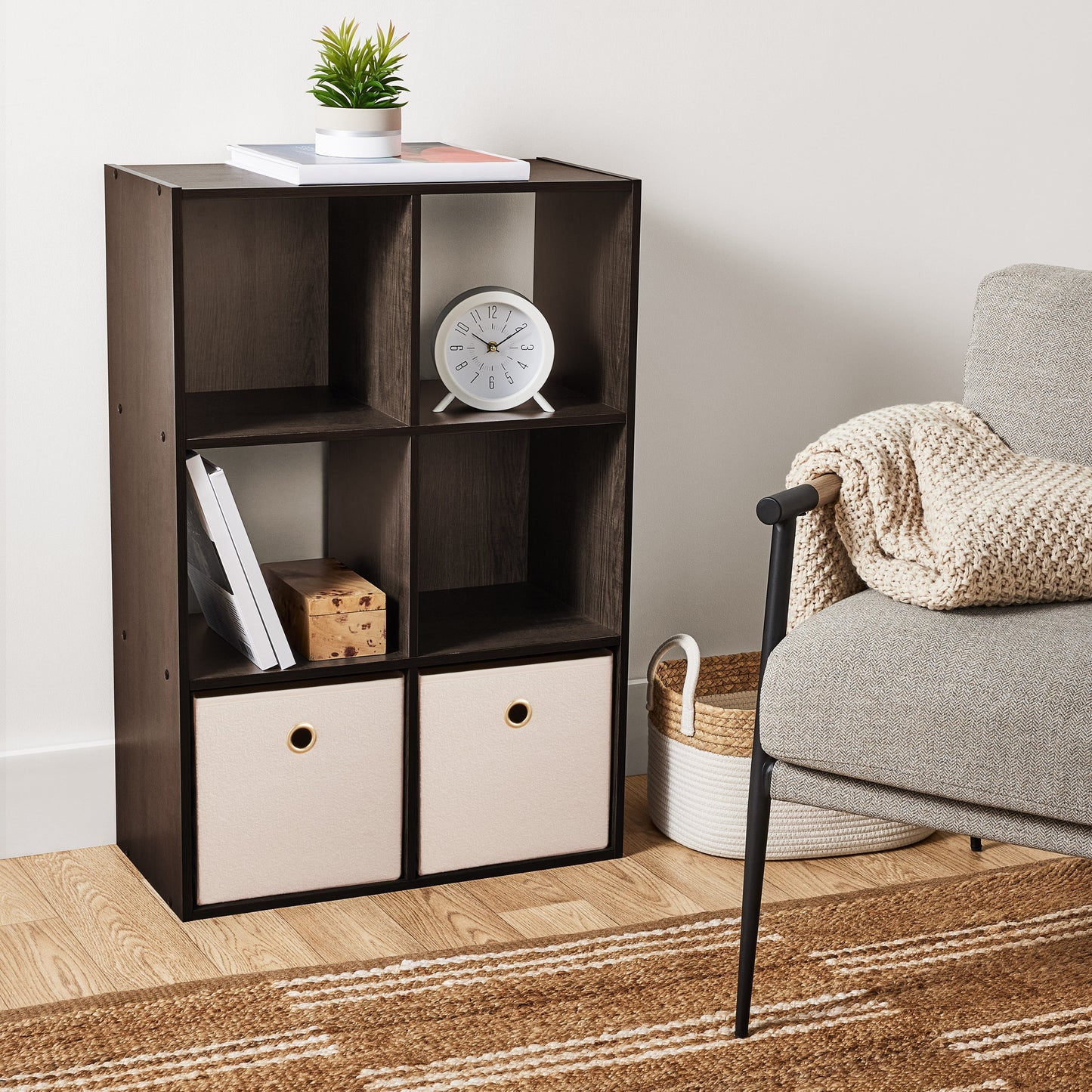 Mainstays 11" 6-Cube Storage Organizer, Espresso