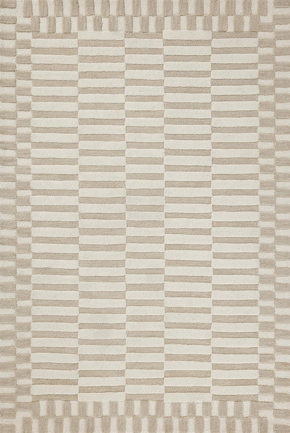 Loloi Chris Loves Julia Bradley Collection, Ivory & Beige, 7'-9" x 9'-9" Area Rug – Classic Striped Area Rugs for Living Room, Bedroom, Entryway & Hallway, High Traffic Area Home Decor Rug