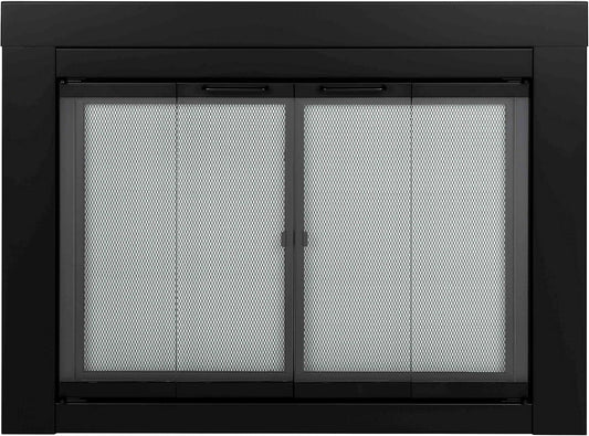 Pleasant Hearth AT-1002 Ascot Fireplace Glass Door, Black, Large