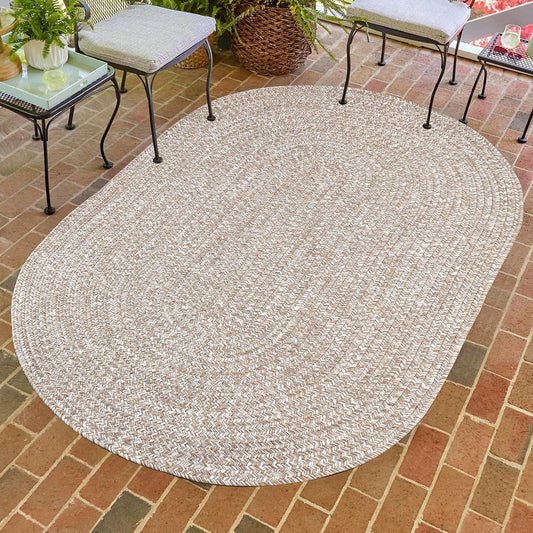 Superior Reversible Braided Indoor/Outdoor Area Rug, 6' x 9', Latte-White