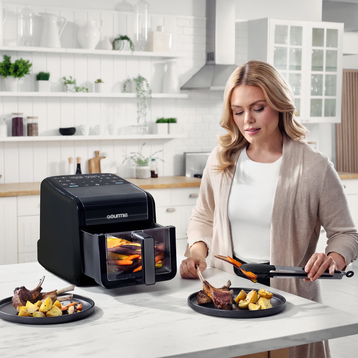 Gourmia Panorama 7-QT Digital Air Fryer w/ Panoramic View, Holographic Display, & 12 Presets, Black, New