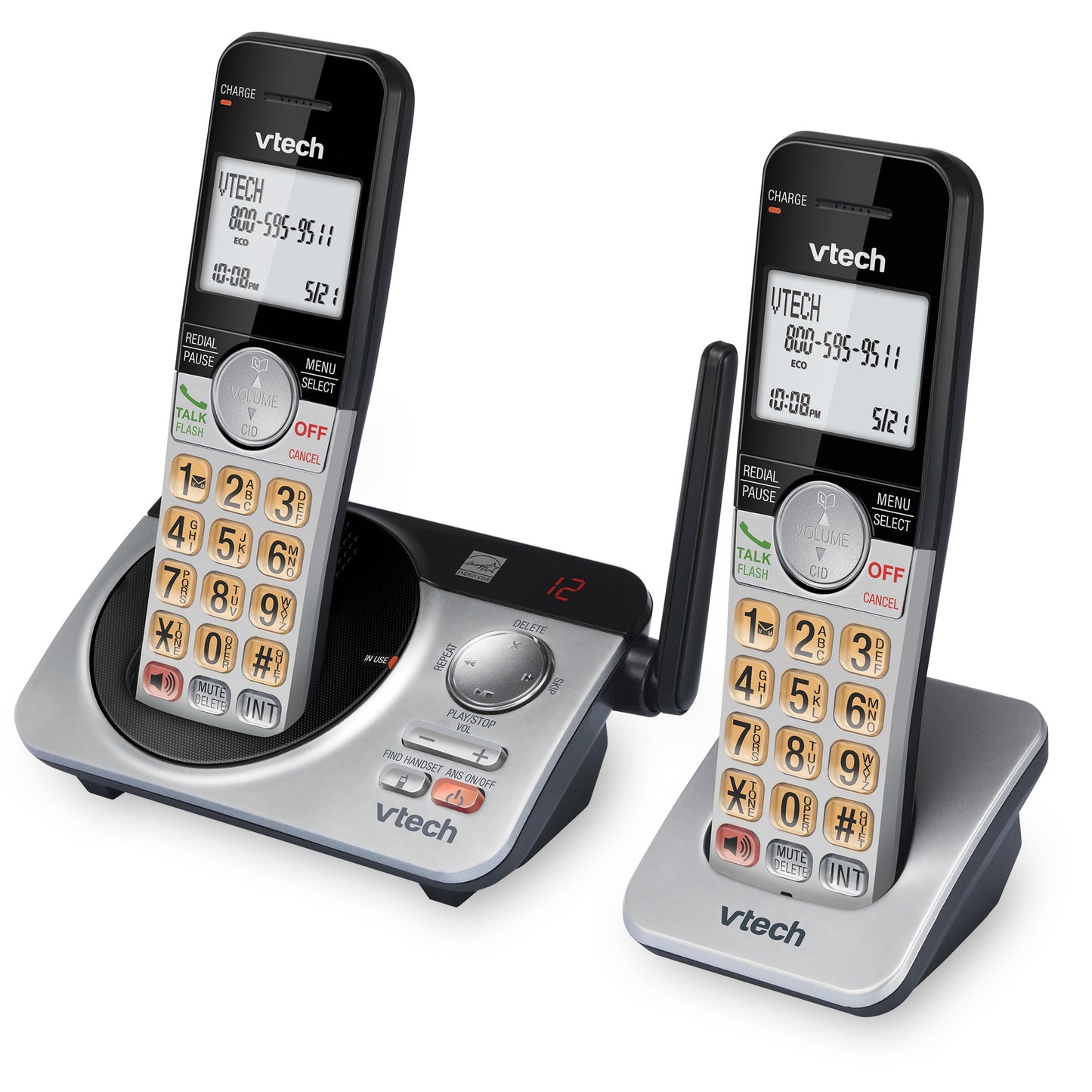 VTech CS5229-2 2 Handset Extended Range DECT 6.0 Cordless Phone with Answering System (Silver/Black)