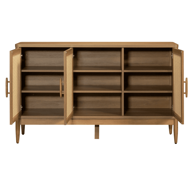 Better Homes & Gardens Springwood Caning Sideboard, Light Honey Finish