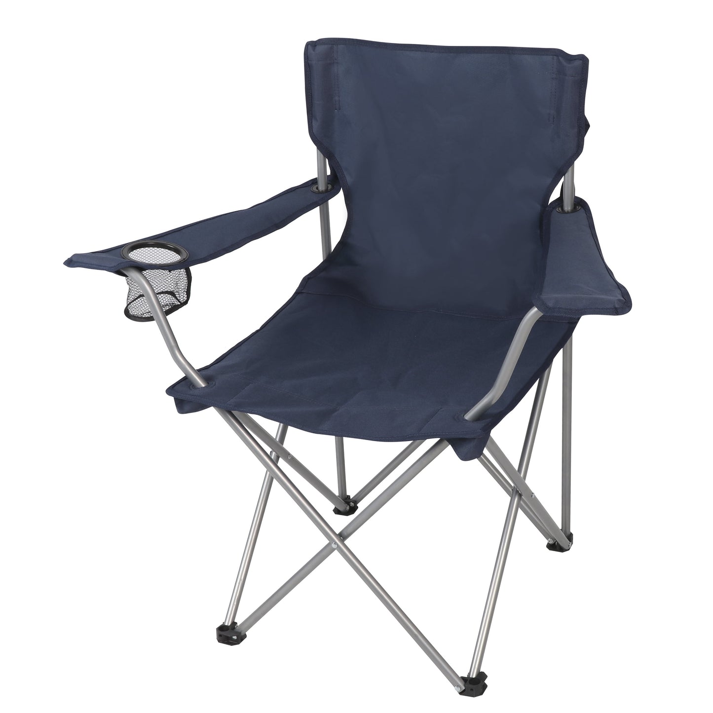 Ozark Trail Basic Quad Folding Camp Chair with Cup Holder, Navy, Adult