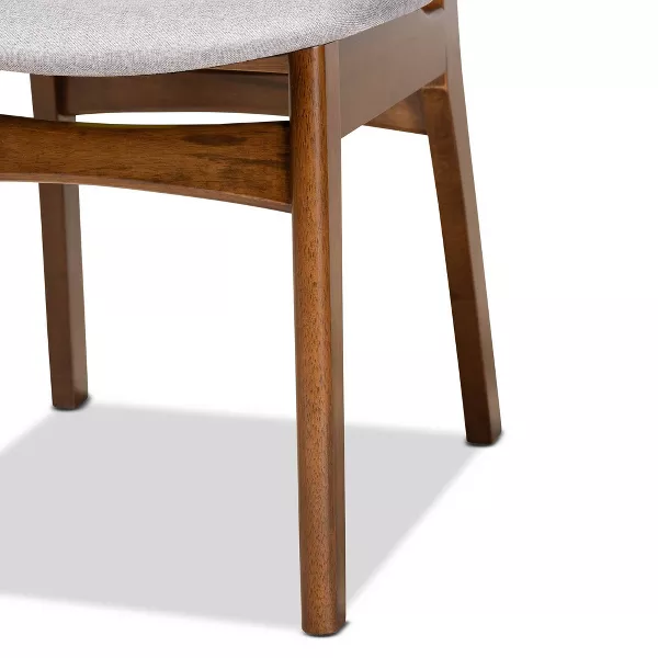 2pc Katya Wood Dining Chair Set Brown - Baxton Studio: Walnut Finish, Curved Backrest, Upholstered Seat