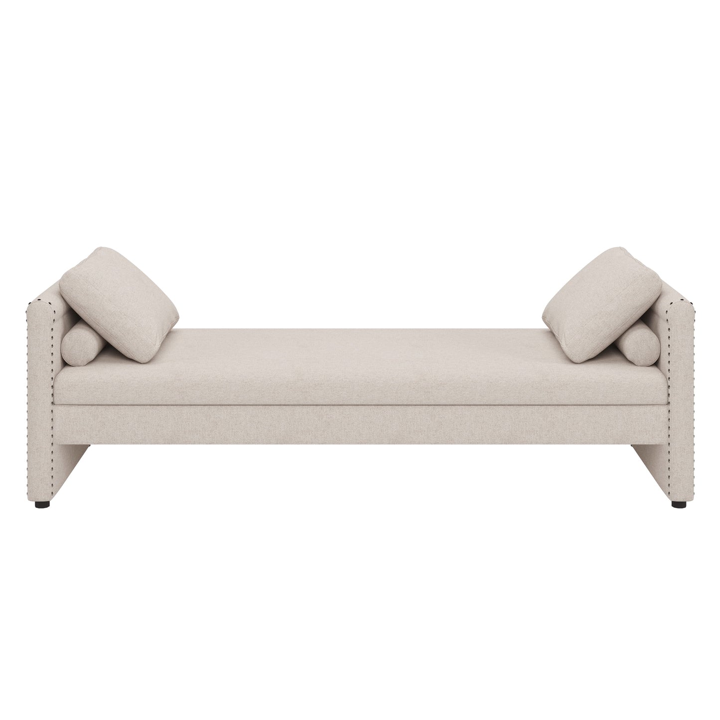 Dovelina Modern Upholstered Chaise Lounger Daybed with Pillows Small Single Daybed, Beige