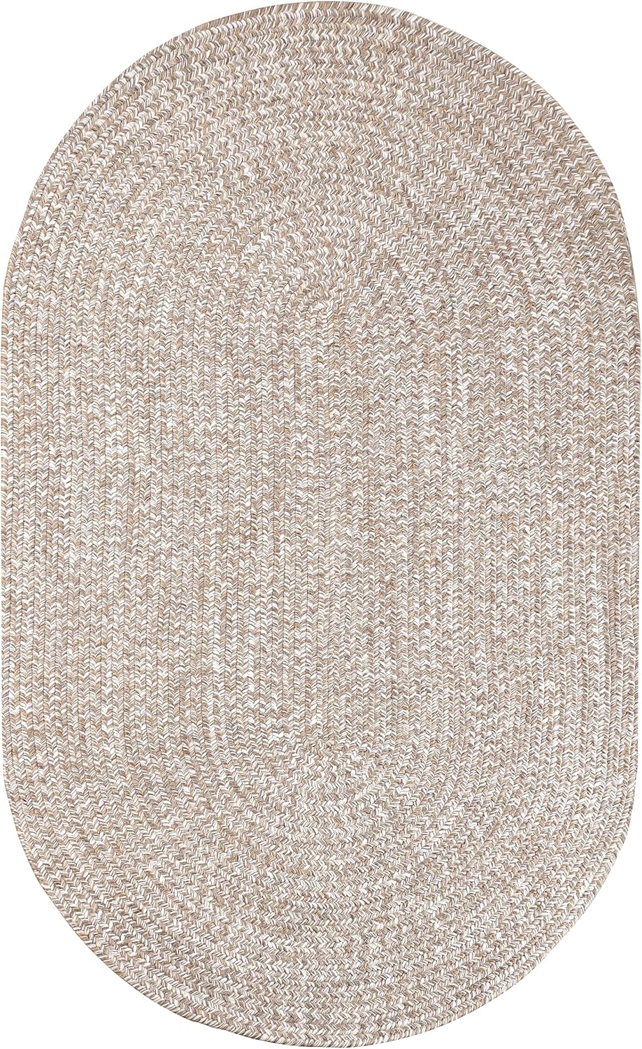 Superior Reversible Braided Indoor/Outdoor Area Rug, 6' x 9', Latte-White