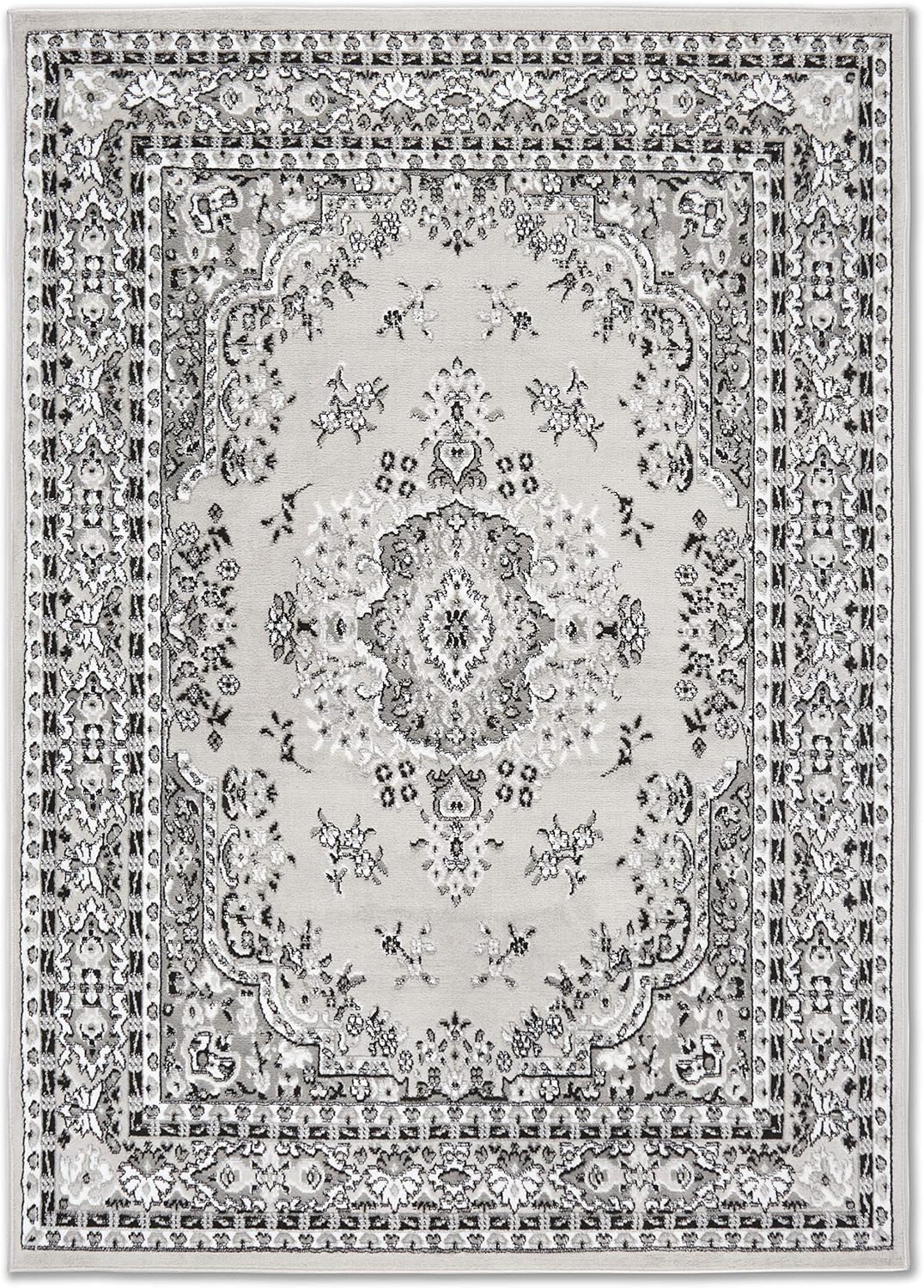 Home Dynamix Premium Sakarya Traditional Medallion Border Area Rug, Gray, 7'8"x10'7" Rectangle