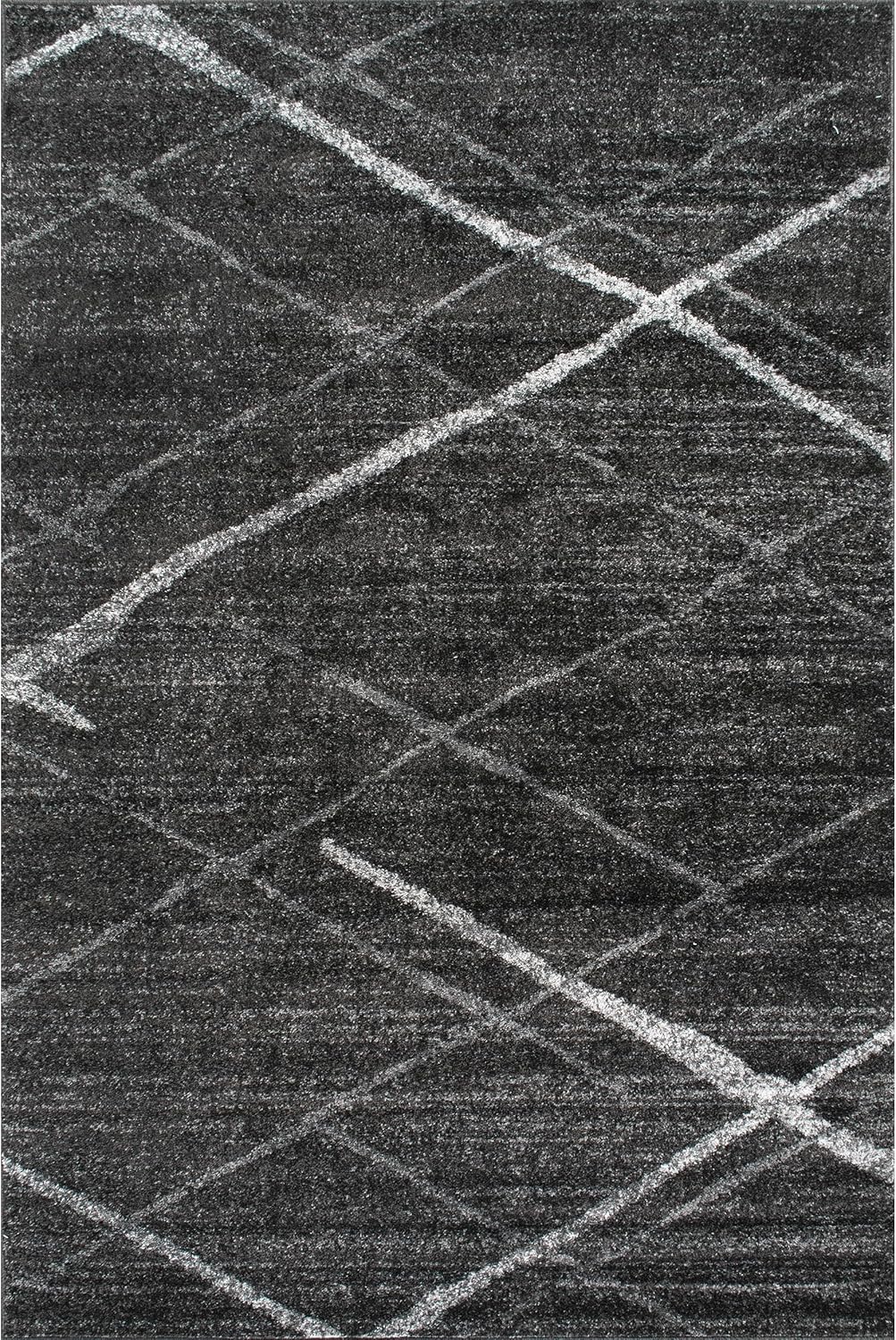 nuLOOM 8x10 Thigpen Contemporary Area Rug, Charcoal, Abstract Lines, Non-Slip Backing, Stain Resistant, For Bedroom, Dining Room, Living Room, Hallway, Office, Kitchen, Entryway