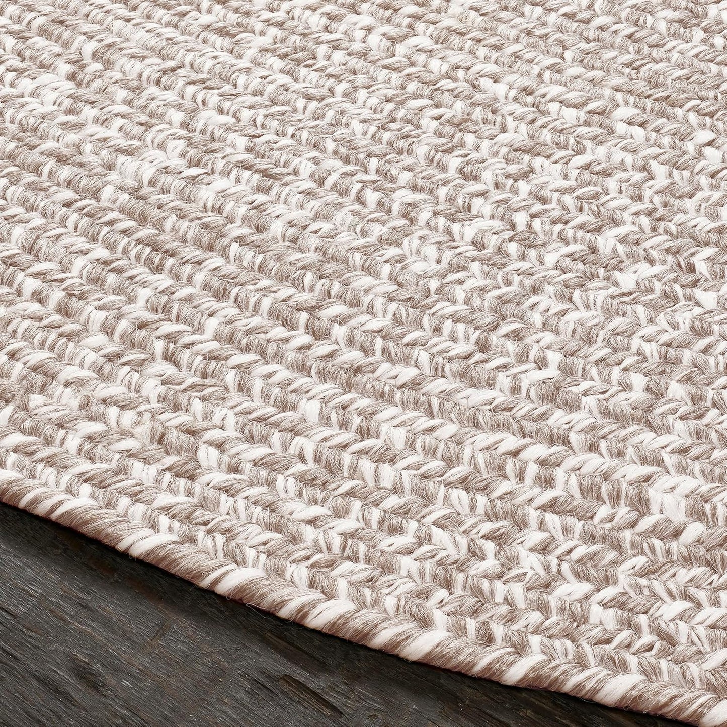 Superior Reversible Braided Indoor/Outdoor Area Rug, 6' x 9', Latte-White