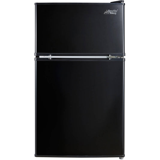 Arctic King 3.2 Cu ft Two Door Mini Fridge with Freezer, Black, E-Star, ARM32D5ABB