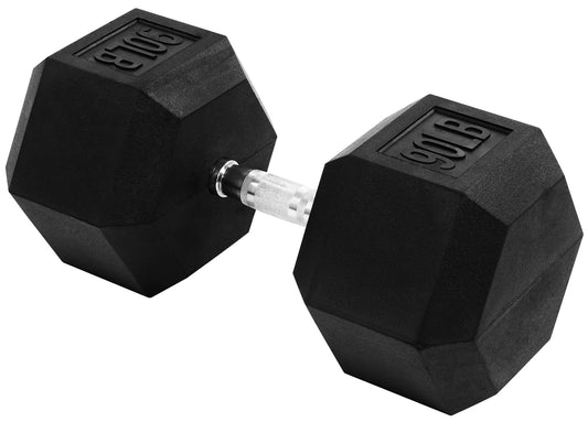 BalanceFrom Rubber Encased Hex Dumbbells, 90 lb Single, Black