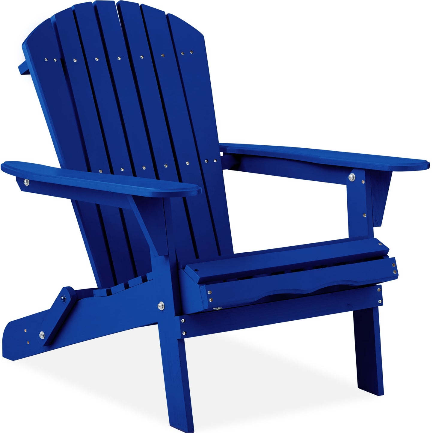 Best Choice Products Folding Adirondack Chair Outdoor, Wooden Accent Lounge Furniture w/ 350lb Capacity - Red