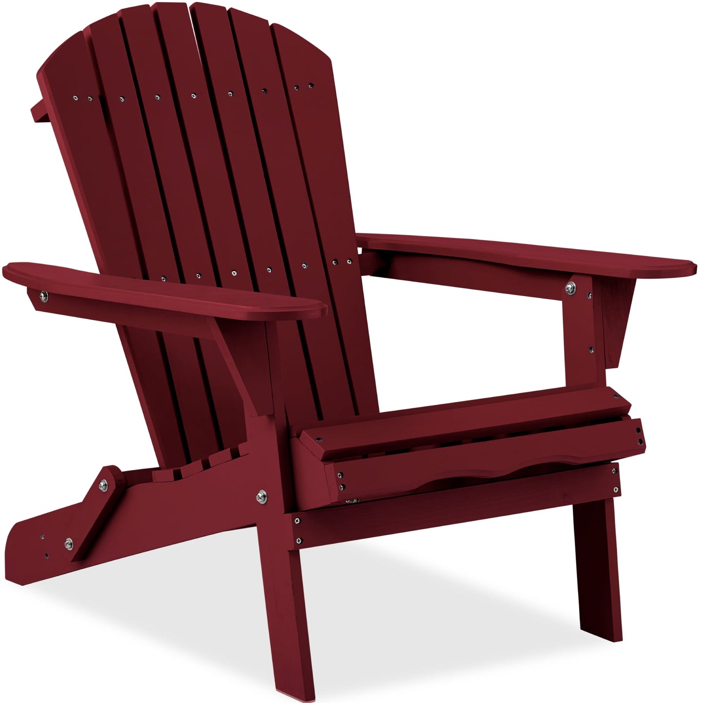 Best Choice Products Folding Adirondack Chair Outdoor, Wooden Accent Lounge Furniture w/ 350lb Capacity - Red