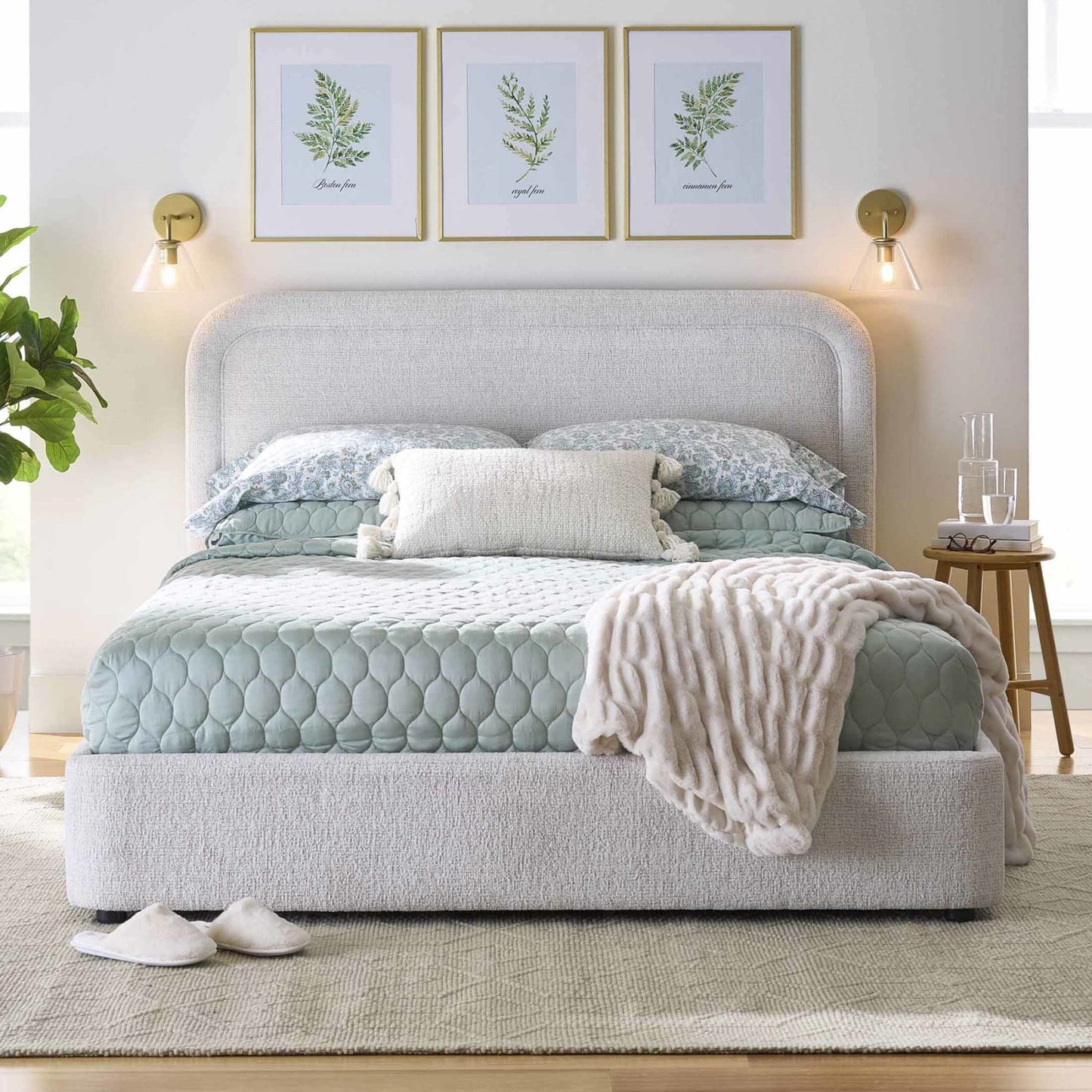 Better Homes & Gardens Juliet Full Boucle Platform Bed, Ivory