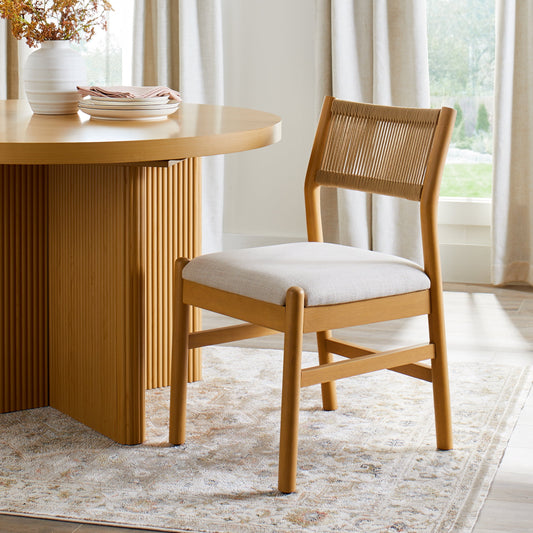 Better Homes & Gardens Lillian Fluted Dining Chairs 2 Pack, Pine and Cream