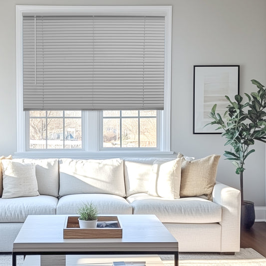 Chicology Cordless 1" Vinyl Mini Window Blinds Gloss Gray 32.5"W X 48"H