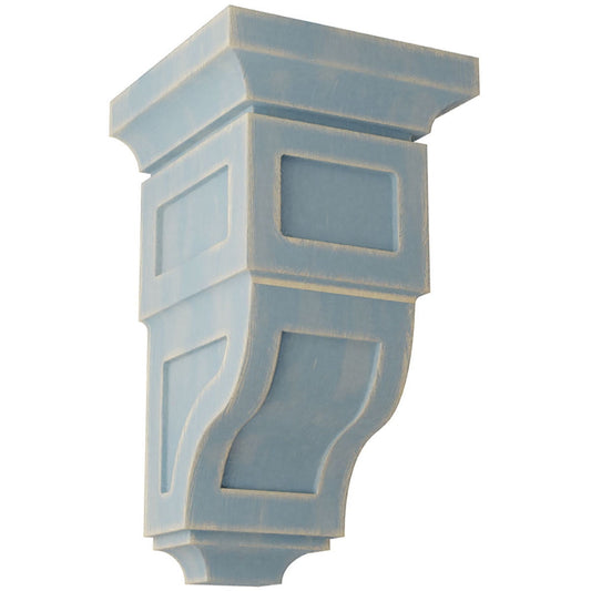 Ekena Millwork 5"W x 5 3/4"D x 10"H Medium Reyes Wood Vintage Decor Corbel, Driftwood Blue