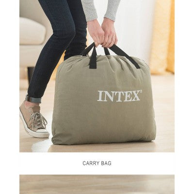 Intex Elevated 18" Pillow Rest Queen Air Mattress with Internal Pump - Off-White/Blue