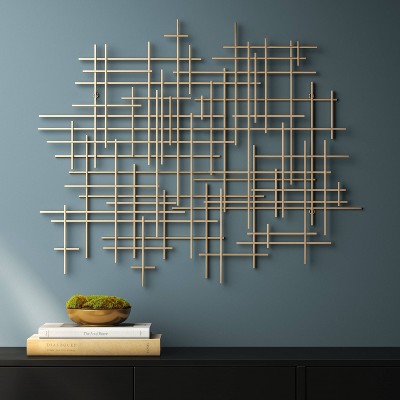 36"x30" Mid-Century Metal Wall Décor Gold - Threshold: Abstract Art, Horizontal/Vertical Display, No Battery Required