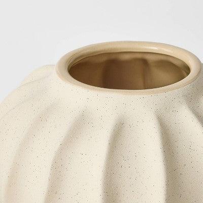 Short Carved Ceramic Vase - Threshold designed with Studio McGee: 6.75" Terracotta Tabletop Decor