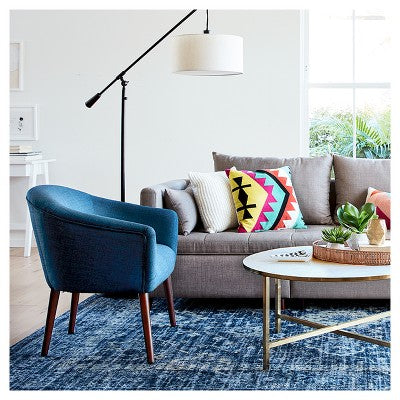 70"x16" Cantilever Drop Pendant Swing Arm Floor Lamp Brown - Threshold: Adjustable, Metal Body, Linen Shade