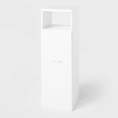 Narrow Storage Cabinet with Pull Out Cart White - Brightroom: Utility Cart, Rolling Casters, Particle Board, 45" Height
