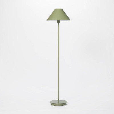 Stick Metal Floor Lamp Green Iron (Includes LED Light Bulb) - Threshold designed with Studio McGee: Modern Cone-Shaped Shade, UL Listed