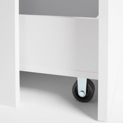 Narrow Storage Cabinet with Pull Out Cart White - Brightroom: Utility Cart, Rolling Casters, Particle Board, 45" Height