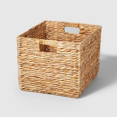 Large Woven Water Hyacinth Milk Crate - Brightroom: Handwoven Decorative Storage Basket, Fits 13" Cube System
