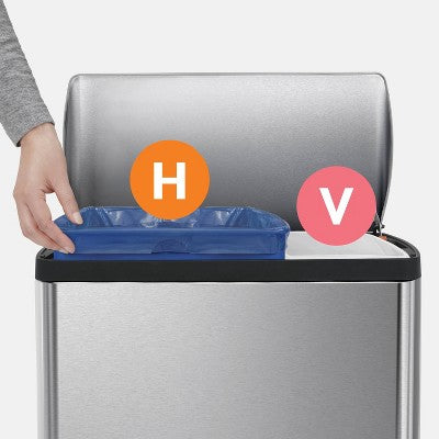 simplehuman 46L Dual Compartment Kitchen Step Trash Can &#38; Recycler Stainless Steel Garbage Can with Fingerprint Proof Finish