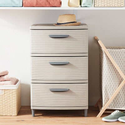 3 Drawer Storage Cabinet Gray - Brightroom: Plastic Utility Storage Drawers, Universal Organization, No Assembly Required