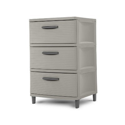 3 Drawer Storage Cabinet Gray - Brightroom: Plastic Utility Storage Drawers, Universal Organization, No Assembly Required
