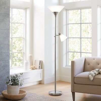 Mother Daughter Torchiere Floor Lamp with Glass Shade - Threshold™