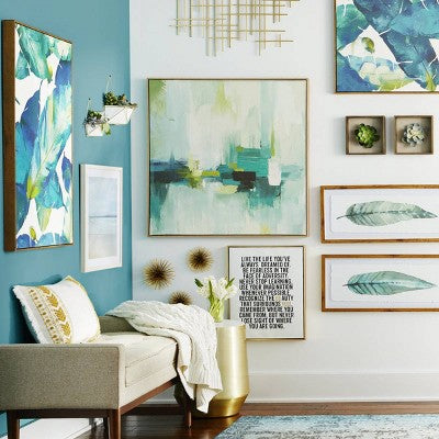 36"x30" Mid-Century Metal Wall Décor Gold - Threshold: Abstract Art, Horizontal/Vertical Display, No Battery Required