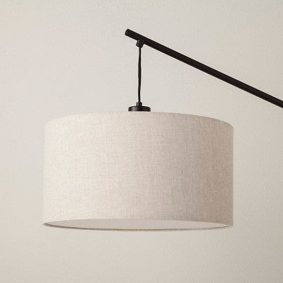 70"x16" Cantilever Drop Pendant Swing Arm Floor Lamp Brown - Threshold: Adjustable, Metal Body, Linen Shade