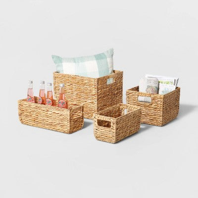 Large Woven Water Hyacinth Milk Crate - Brightroom: Handwoven Decorative Storage Basket, Fits 13" Cube System