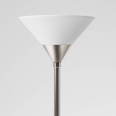 Torchiere Floor Lamp Slate Black with Glass Shade - Threshold: Metal Body, Rotary Dimmer Switch, ETL Listed