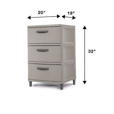3 Drawer Storage Cabinet Gray - Brightroom: Plastic Utility Storage Drawers, Universal Organization, No Assembly Required