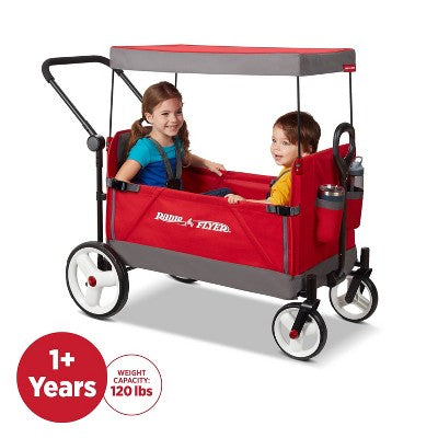 Radio Flyer Convertible Kid and Cargo Stroller Wagon with Canopy