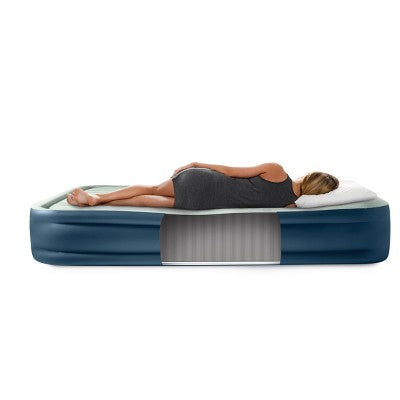 Intex Elevated 18" Pillow Rest Queen Air Mattress with Internal Pump - Off-White/Blue