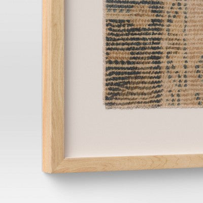 (Set of 2) 24" x 30" Textured Fabric Framed Wall Art - Threshold™: Burlap Material, Abstract Digital Art, Beige Polystyrene Frame