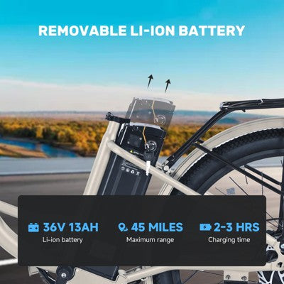 26" 350W Woman Mountain Electric Bike with 36V/13Ah Removable Battery