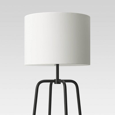 20" Etagere Power Source Shelf Floor Lamp Black Metal/Wood - Threshold: USB Port, Modern Design