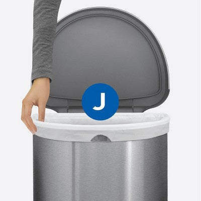 simplehuman 45L Kitchen Step Trash Can with Silent Close Lid Stainless Steel Semi Round Garbage Can with Fingerprint Proof Finish