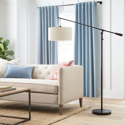 70"x16" Cantilever Drop Pendant Swing Arm Floor Lamp Brown - Threshold: Adjustable, Metal Body, Linen Shade