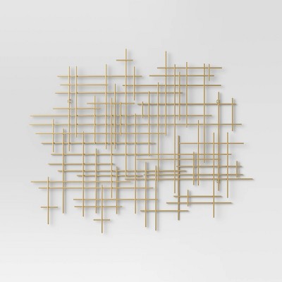 36"x30" Mid-Century Metal Wall Décor Gold - Threshold: Abstract Art, Horizontal/Vertical Display, No Battery Required