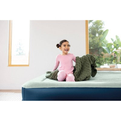 Intex Elevated 18" Pillow Rest Queen Air Mattress with Internal Pump - Off-White/Blue