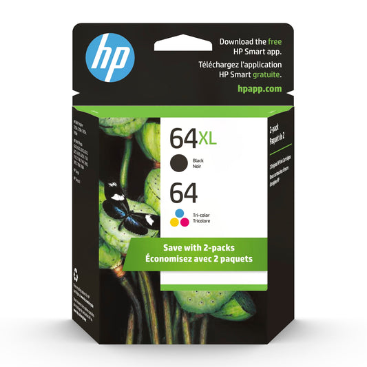 HP 64 (3YP23AN) Tri-Color & Black XL Ink Cartridge Combo Pack